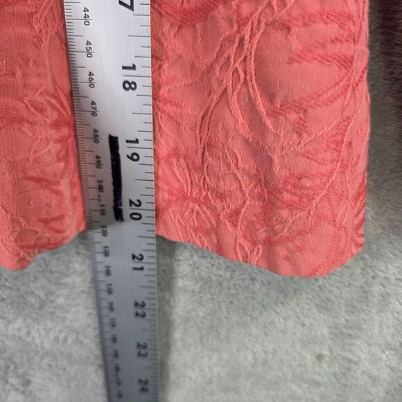 Womens Petite Sophisticate Coral Textured Floral Jacket Button Up Cotton Blend M - Picture 6 of 7